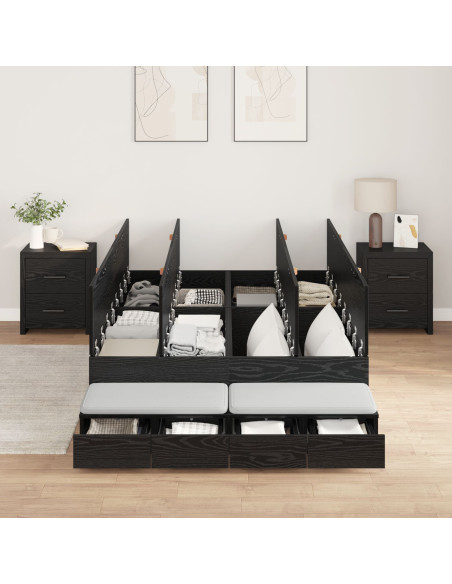 Struttura letto con contenitore con cassetto Rovere Nero 120 cm