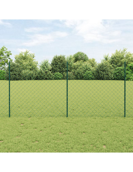 Recinzione a Maglie Metalliche  con 10 Post U Verde 1.2x10 m Acciaio