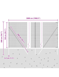 Palo della recinzione Argento 50 x 1,5 m (maglia 19 x 19 mm) 2