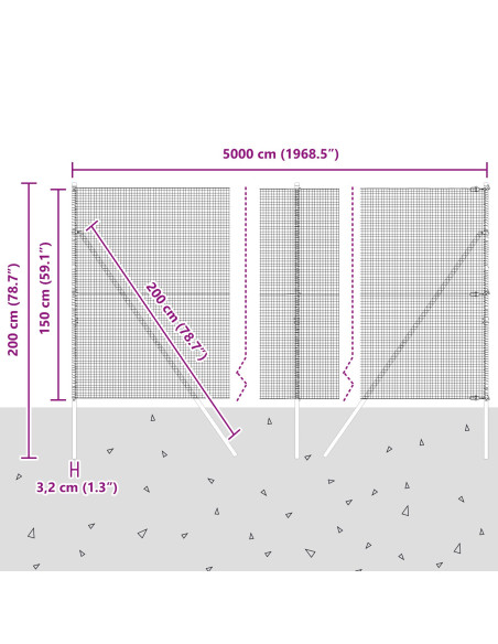 Recinzione a Filo Saldato  con 13 Pali 1.5x50 m Acciaio Zincato