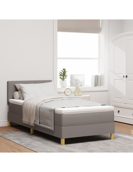 Letto con Box Spring e Materasso Tortora 100x200 cm Tessuto