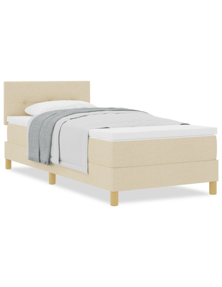 Letto con Rete con Materasso Crema 100x200 cm Tessuto