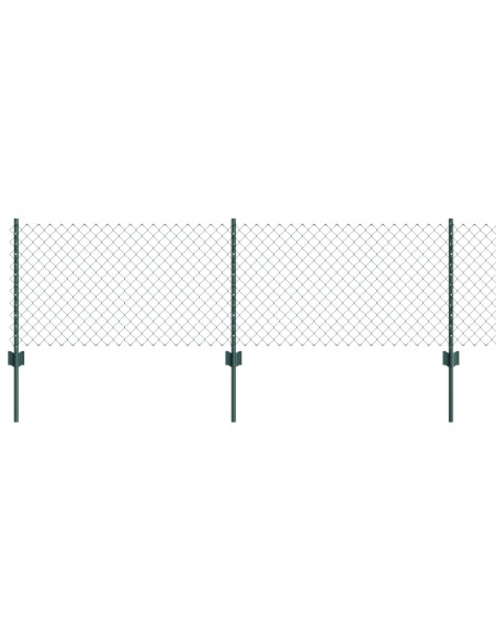 Recinzione a Maglie Metalliche  con 10 Pali U Verde 0.6x10 m Acciaio