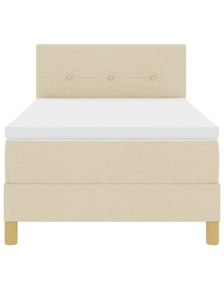 Letto con Rete con Materasso Crema 100x200 cm Tessuto