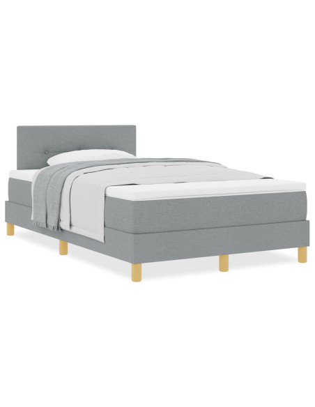 Letto con Rete a Molle  con Materasso Grigio Chiaro 120x200 cm Tessuto