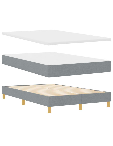 Letto con Rete a Molle  con Materasso Grigio Chiaro 120x200 cm Tessuto
