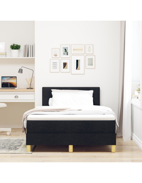 Letto a Box Spring con Materasso Nero 120x200 cm Tessuto
