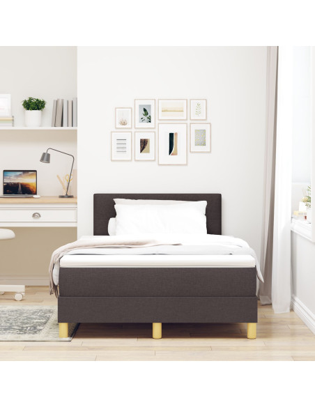 Letto a molle con cuscino Marrone Scuro 120 x 200 cm Tessuto