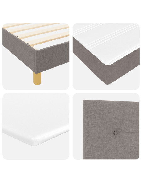 Letto a Doghe con Materasso Tortora 120x200 cm Tessuto