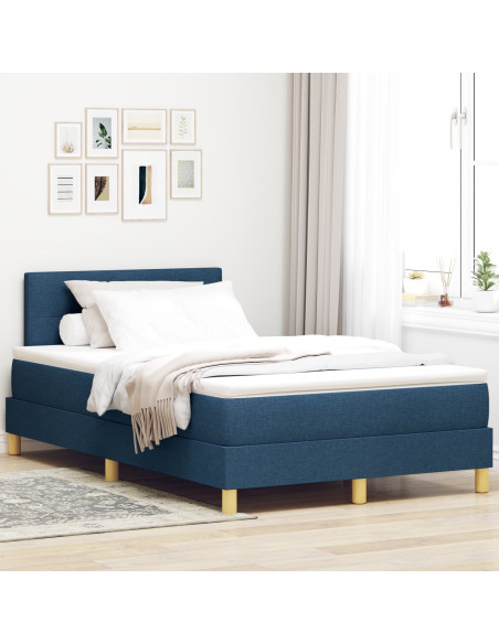 Letto con Box Spring e Materasso Blu 120x200 cm Tessuto