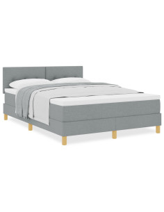 Letto a molle con materasso Grigio chiaro 140 x 190 cm Tessuto 2