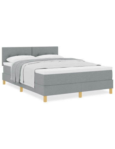 Letto a molle con materasso Grigio chiaro 140 x 190 cm Tessuto