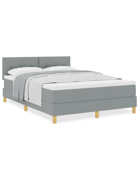Letto a molle con materasso Grigio chiaro 140 x 190 cm Tessuto