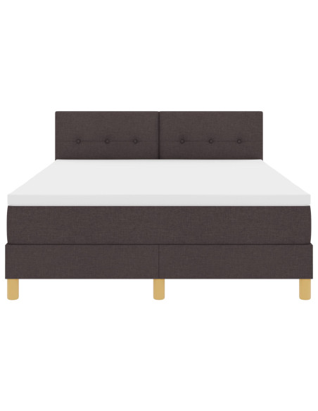 Letto con Box Spring e Materasso Marrone Scuro 140x190 cm Tessuto