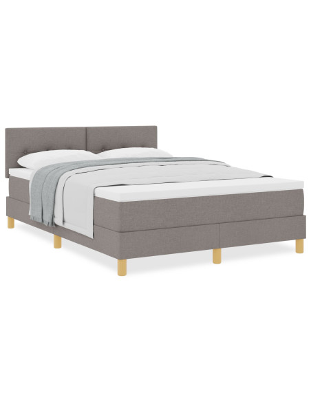 Letto con Rete a Molle e Materasso Tortora 140x190 cm Tessuto