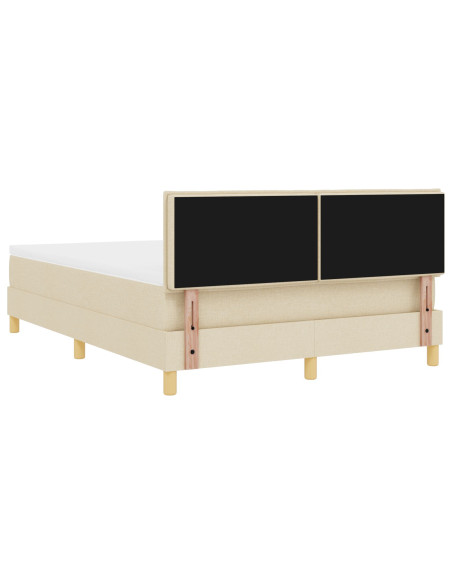 Letto con Sommier e Materasso Panna 140x190 cm Tessuto
