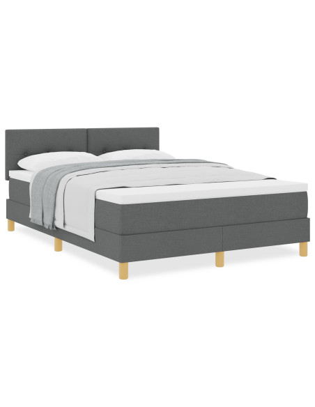 Letto a molle con materasso grigio scuro 140x200 cm Tessuto