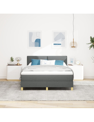 Letto a molle con materasso Grigio scuro 140 x 200 cm Tessuto