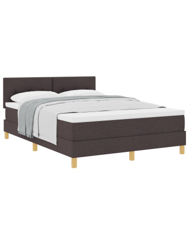 Letto a molle con materasso Marrone Scuro 140 x 200 cm Tessuto