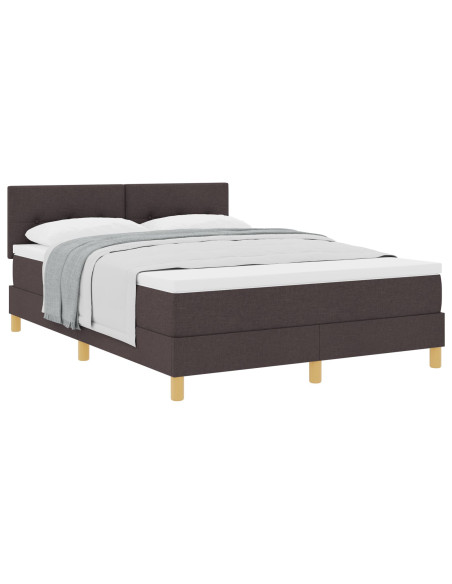 Letto con Box Spring e Materasso Marrone Scuro 140x200 cm Tessuto
