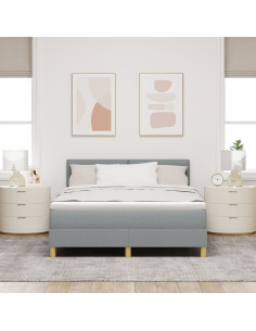 Letto a molle con materasso Grigio chiaro 160 x 200 cm Tessuto 2