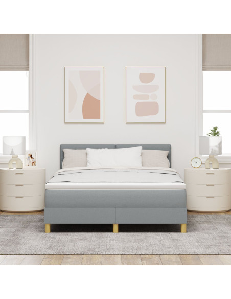 Letto a Box Spring con Materasso Grigio Chiaro 160x200 cm Tessuto