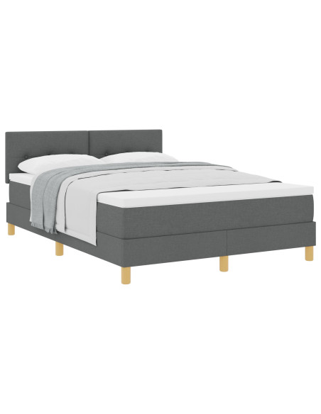 Letto con Box Spring e Materasso Grigio Scuro 160x200 cm Tessuto