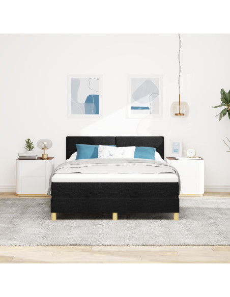 Letto a molle con materasso Nero 160 x 200 cm Tessuto