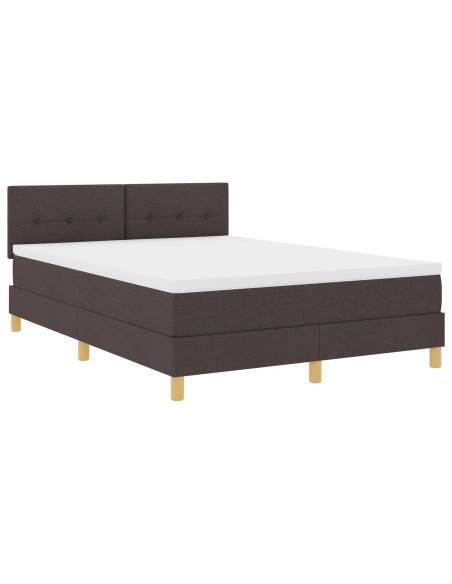 Letto con Box Spring e Materasso Marrone Scuro 160x200 cm Tessuto