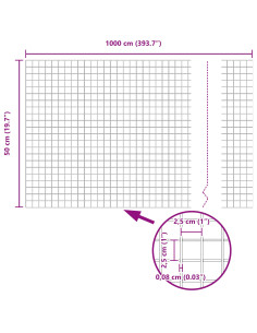 Recinzione con Posto Argento 0,5 x 10 m Acciaio