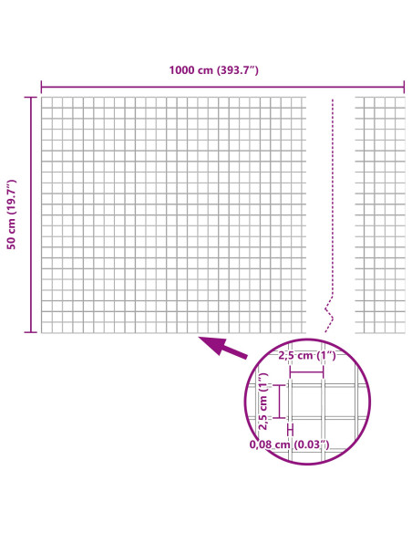 Recinzione con Posto Argento 0,5 x 10 m Acciaio