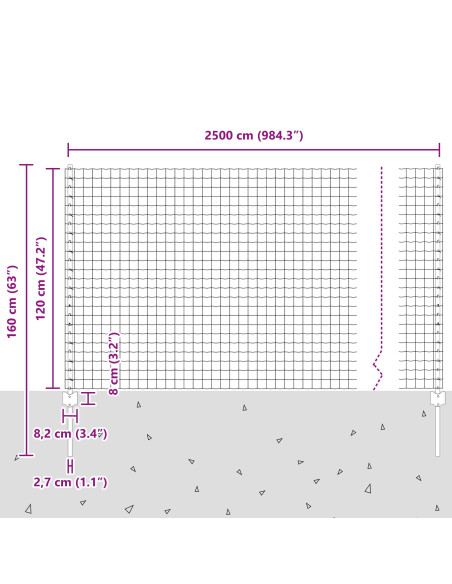 Recinzione con Posto Grigio 1,2 x 25 m Acciaio e PVC