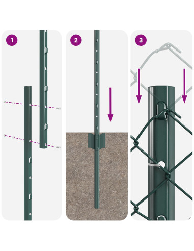 Recinzione con Posto Verde 1,6 x 10 m Acciaio e PVC