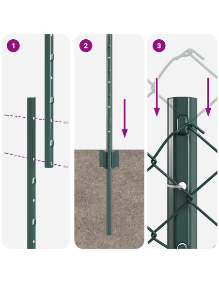 Recinzione a Maglie  con 10 Pali U Verde 1,6x10 m Acciaio