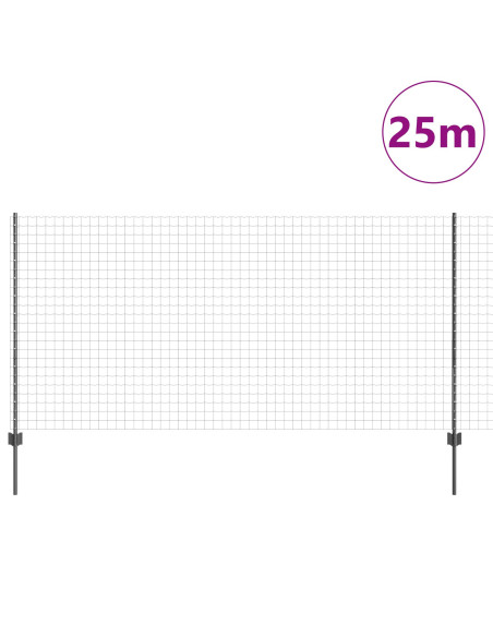 Recinzione con Posto Grigio 1,2 x 25 m Acciaio e PVC