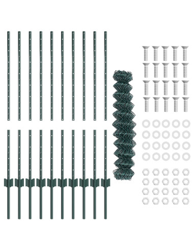Recinzione con Posto Verde 1 x 10 m Acciaio e PVC