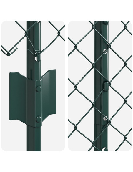 Recinzione a Maglie  con 10 Pali U Verde 1x10 m Acciaio