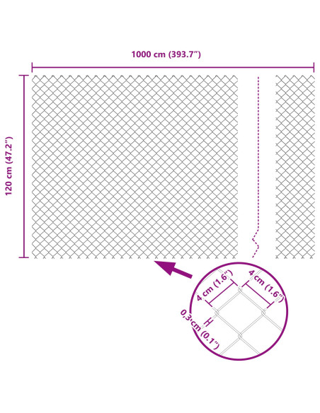 Recinzione con Posto Verde 1,2 x 10 m Acciaio e PVC