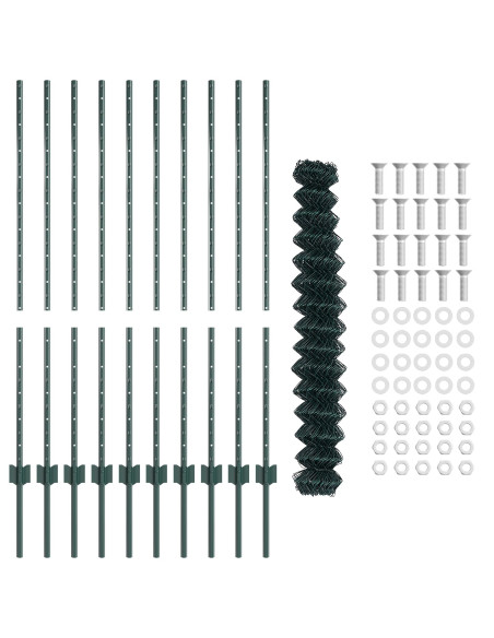Recinzione Metallica  con 10 Post U Verde 1.2x10 m Acciaio