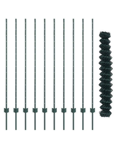 Recinzione con Posto Verde 1,4 x 10 m Acciaio e PVC