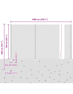 Recinzione con Posto Verde 1,5 x 10 m Acciaio e PVC 2