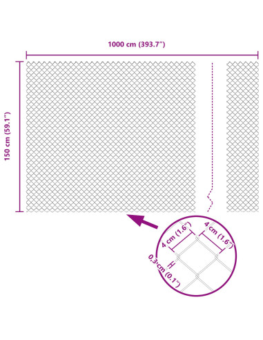 Recinzione con Posto Verde 1,5 x 10 m Acciaio e PVC