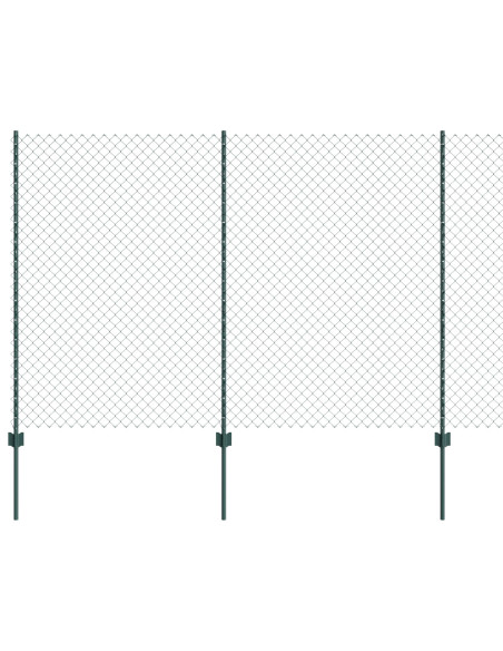 Recinto in Rete Metallica  con 10 Pali U Verde 1.5x10 m Acciaio