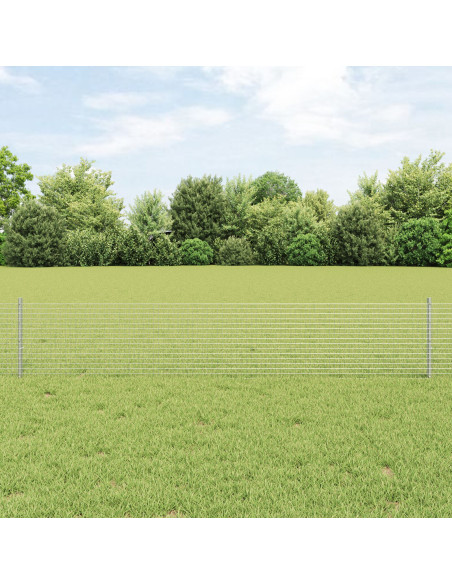 Recinzione in Rete Saldato  con 5 Pali U Argento 0.4x10 m Acciaio