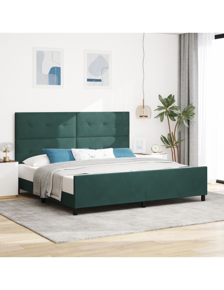 Letto a molle con testiera Verde Scuro 200 x 200 cm Velluto