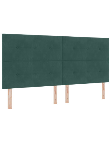 Letto a molle con testiera Verde Scuro 200 x 200 cm Velluto
