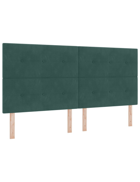 Letto a molle con testiera Verde Scuro 200 x 200 cm Velluto
