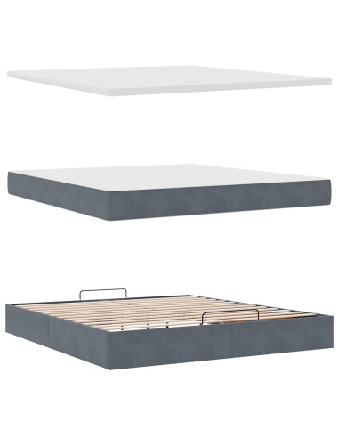 Struttura Letto Pouf con Materasso 160x200 cm in Velluto