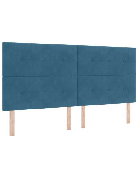 Letto a molle con testiera Blu Scuro 200 x 200 cm Velluto