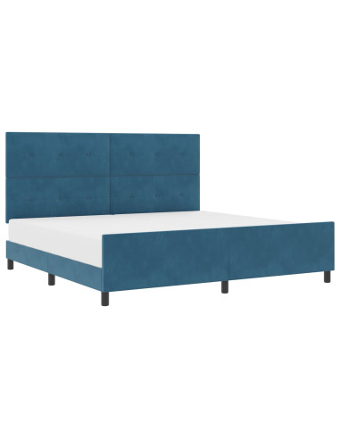 Letto a molle con testiera Blu Scuro 200 x 200 cm Velluto